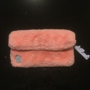 Studio DIY fuzzy pink clutch w/ BOTH flair add-ons